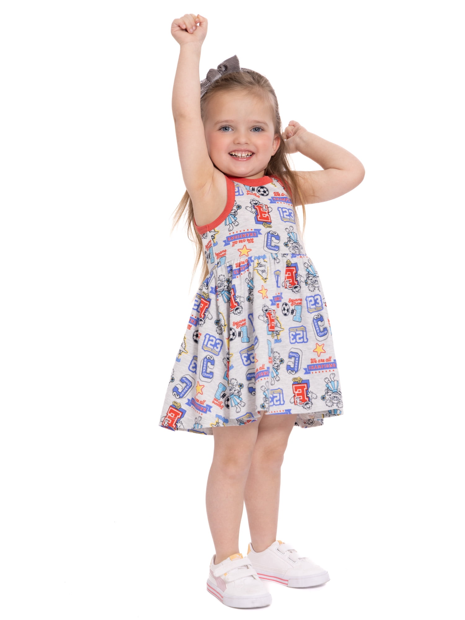 Sesame Street Toddler Girls Allover Print Graphic Tank Dress, Sizes 12M-5T