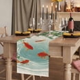 thumbnail image 2 of Table Runners 72 Inches Long Dress Scarves, Japanese Carp Fish Farmhouse Kitchen/Dining Table Runner, Coffee Tablerunners, Oriental Art Vintage Leaves Vines Koi Fish 14x72 Inch, 2 of 9