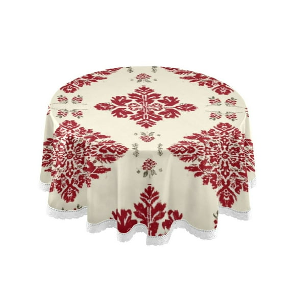 60 inch Round Tablecloth Washable Polyester Table Cloth Excellent wrinkle resistance Applicable to Dining Kitchen Party Holiday Party Blending Vintage Inspiration