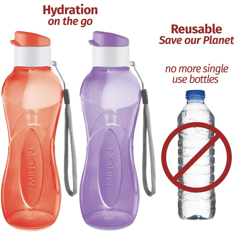 Milton, Water Bottle Kids Reusable Leakproof 12 oz Plastic - Set of 6 