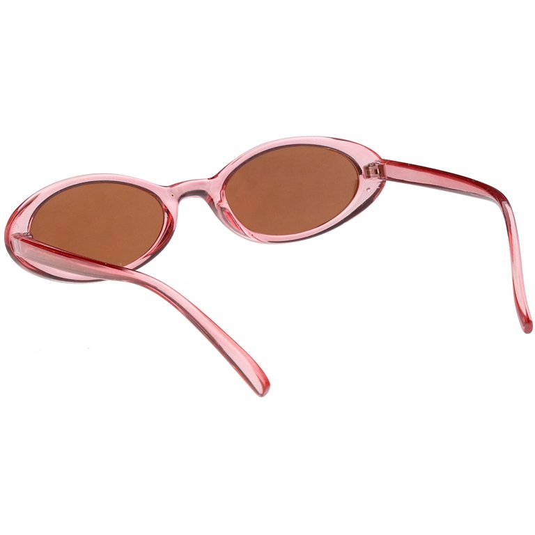 Retro Small Transparent Oval Sunglasses Colored Mirror Lens  display picture 3