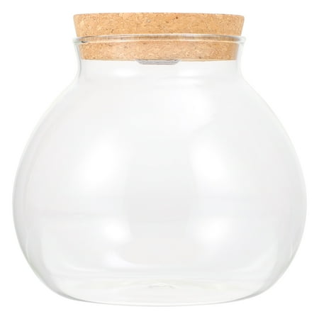 

BESTONZON Fish Tank Glass Bottle Practical Glass Ecological Bottle with LED Light