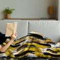thumbnail image 3 of Modern Art Soft Flannel Fleece Blanket, Watercolored Grunge Brushstroke Expressionist Background Paint Effects, Cozy Plush for Indoor and Outdoor Use, 70" x 90", Earth Yellow Black, by Ambesonne, 3 of 5