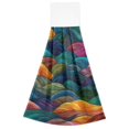 thumbnail image 7 of Yayeee Kitchen Hanging Hand Towels Set of 2 with Loop Bathroom Absorbent Tie Towel, Colorful Waves Pattern, 7 of 7