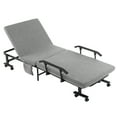 thumbnail image 2 of HOMCOM Rollaway Bed, Folding Bed with 3.25" Mattress, Portable Foldable Guest Bed with Adjustable Backrest, and Metal Frame on Wheels, Light Grey, 2 of 9