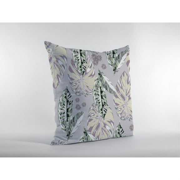Amrita Sen Suede Zippered Pillow With Purple on Muted Gray CAIPL103FSDS18X18