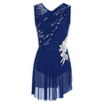 thumbnail image 3 of Sxiwei Robes de Danse Lyrique pour Femmes Sans Manches Ourlet Irrégulier Strass Brillants Robe Performance de Scène Bleu Marine G, 3 of 5
