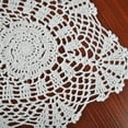 thumbnail image 4 of White Vintage Oval Table Runner Crocheted Cotton Floral Lace Tablecloth Doily, 4 of 6