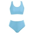 thumbnail image 3 of Huesdet Women Two Piece Swimsuits High Waisted Bikini Set Ruffle Flounce Tummy Control Bottoms Bathing Suit(Light Blue,XL), 3 of 3