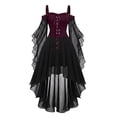 thumbnail image 5 of IWRICH Halloween Dress for Girls Witch Mesh Gothic Fall Maxi Dress off Shoulder Halloween Party Dresses, 5 of 8