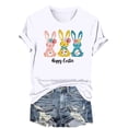 thumbnail image 4 of VBTAPA Womens Easter T-shirts Funny Cute Bunny Eggs Print Round Neck Short Sleeve Tops Novelty Holiday Graphic Tees Sales of Today White L, 4 of 6