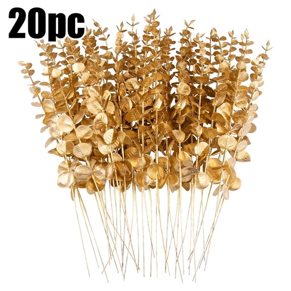 20 Gold Leaves Branches 15 Inch Greenery for Vase Centerpieces Wedding Bouquet Home 20PCS