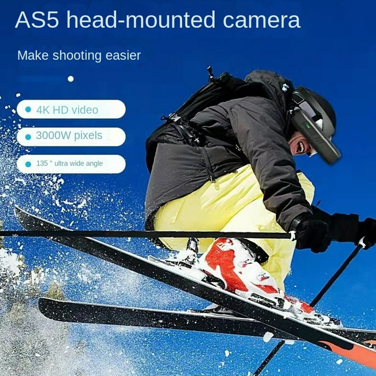 4K 30FPS Head Mounted Camera Wearable WiFi Video Camera Camcorder Webcam  120°Wide Angle Lens Anti-shake Built-in Battery APP Control for Vlog Video  Recording 