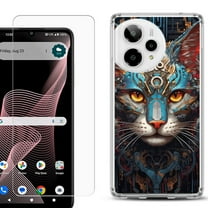 Phone Case for Cricket Icon Plus 2026, with Screen Protector, by OneToughShield - Cyberpunk Cat