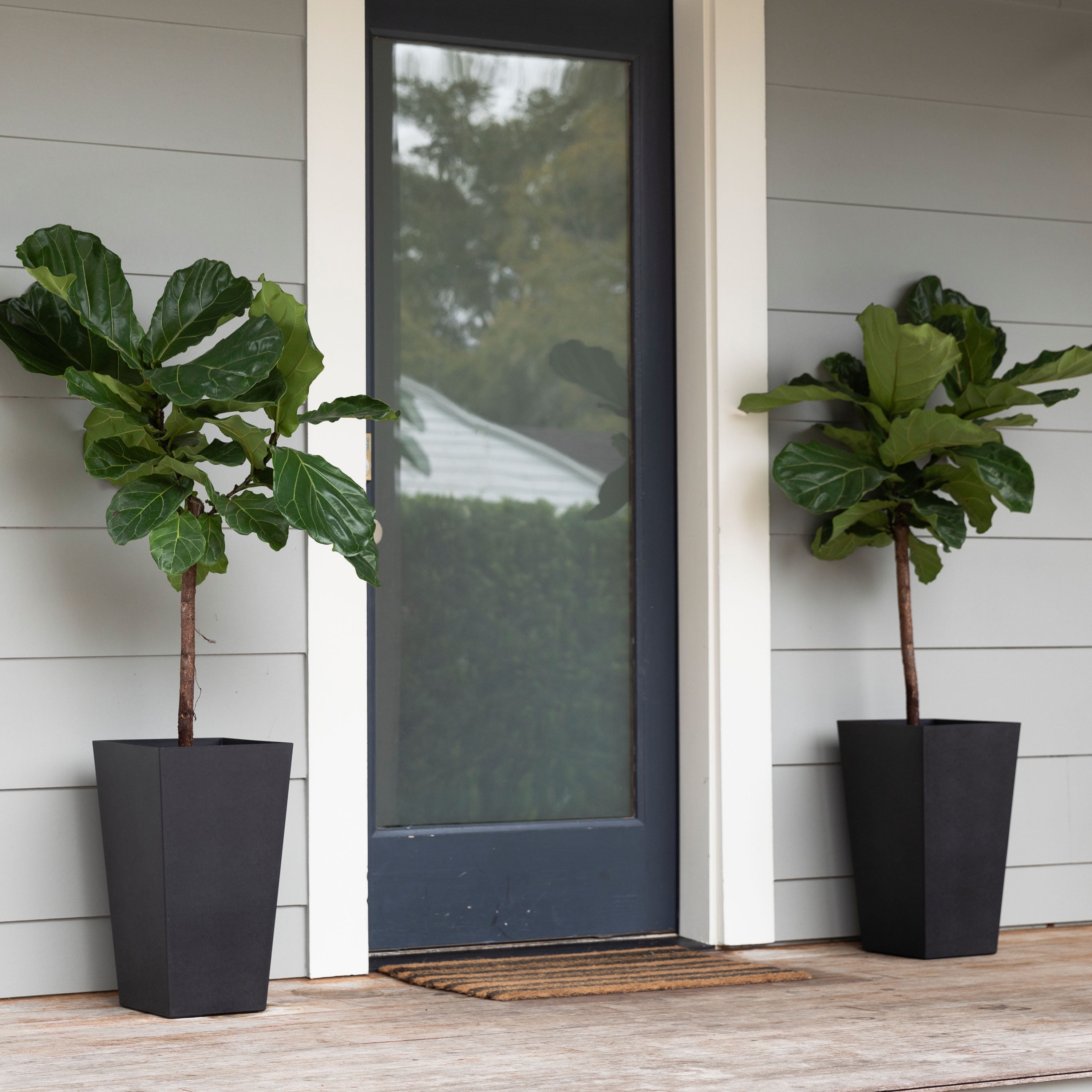 Bloem 20-in Tall Finley Tapered Square Planter 2-Pack - Black - Matte Textured Finish, 100% Recycled Plastic Vertical Pot, for Indoor and Outdoor Use