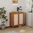 thumbnail image 1 of Farmhouse Rattan Buffet Cabinet with Storage & Adjustable Shelves, 34.3" Kitchen Sideboard Console Table for Living Room Dining Room Entryway Dark Oak, 1 of 7