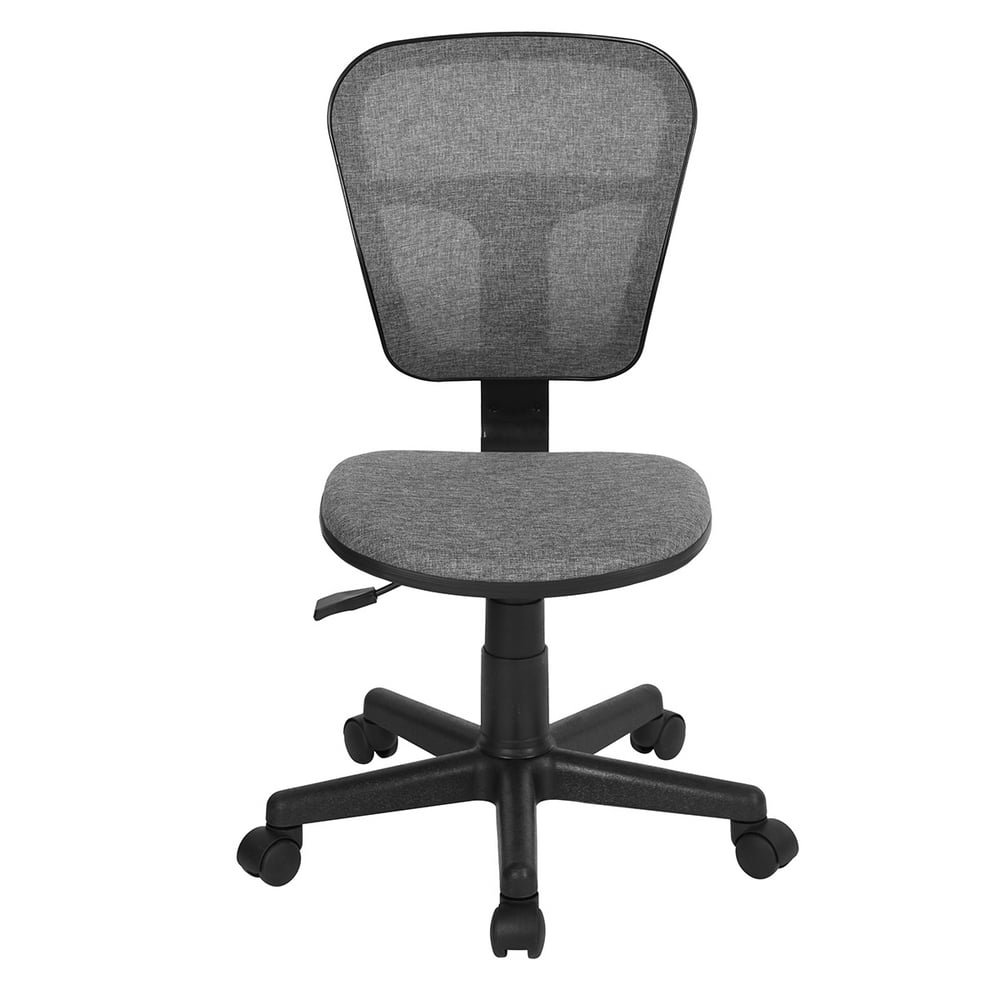 Office Chair Black Fabric Adjustable Swivel Plastic, Swivel Lumbar