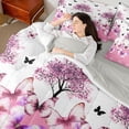 thumbnail image 3 of Erosebridal Kid Dreamy Butterfly Bedding Comforter Set 7pcs, Pink Flower Tree Queen Bedding Sets, 3 of 7