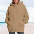 thumbnail image 2 of Duoif Womens Hoodies Women's Cute Cat Ear Sweatshirt - Soft Plus Size Winter Top Womens Sweatshirt Khaki XXXL, 2 of 6