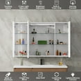 thumbnail image 3 of Akaber 24" x 40" Medicine Cabinet with LED Mirror for Bathroom, Aluminum Wall Mounted LED Medicine Cabinet with Defog, Stepless Dimming, 3 Color Change, 2 Outlets, 2USB (Triple Door), 3 of 7