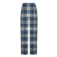 thumbnail image 4 of successthop Plaid Pajama Pant Men Printed Pants Elastic Waist Trousers Straight Open Bottom Lightweight Loungewear, 4 of 5