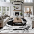 thumbnail image 3 of 8'x10' Area Rugs, Grey Trains Indoor Outdoor Area Rug for Living Room Bedroom, Black White Vintage Tunnels Hand Print Art Washable Bathroom Rugs Kitchen Floor Carpet Mats Home Decor Aesthetic, 3 of 8