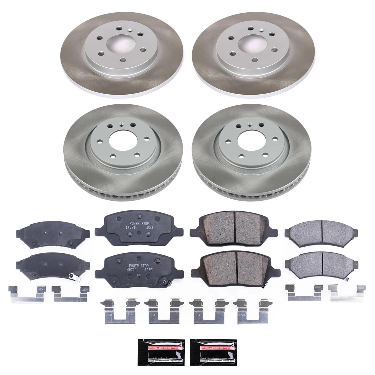 PowerStop Front and Rear Semi-Coated Rotor and Low-Dust Ceramic Brake Pad Kit SC4048
