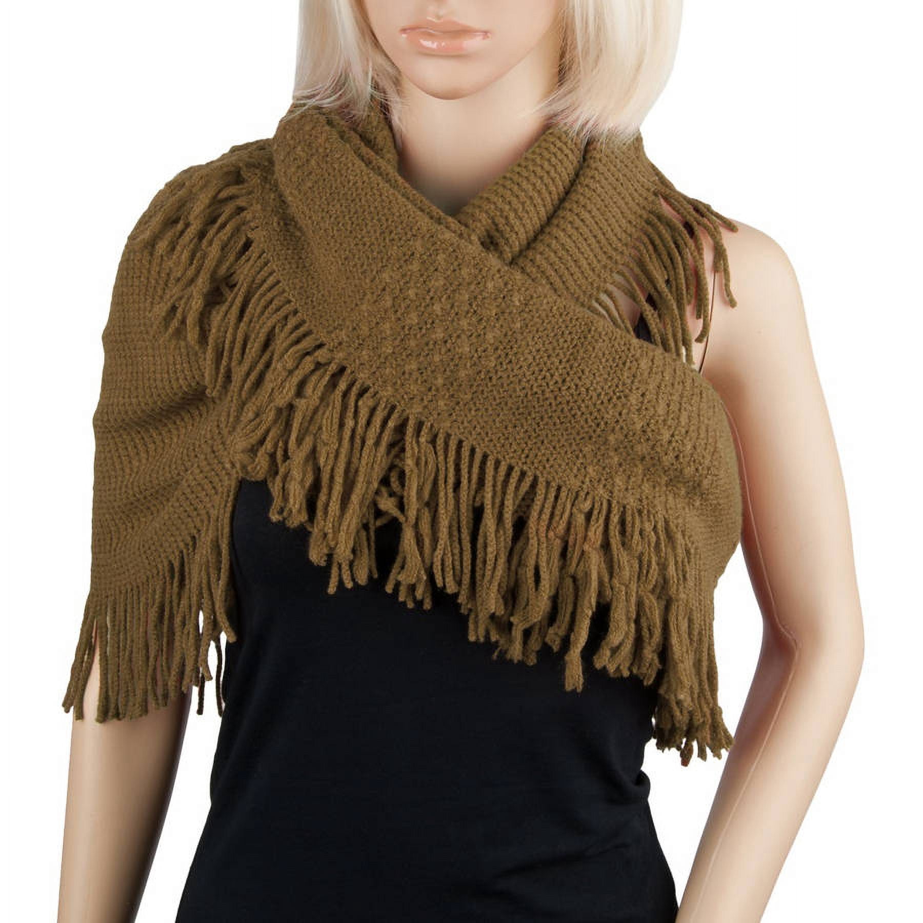 Women's Soft Woven Infinity Wrap Shawl Scarf with Frills [Adult Size]