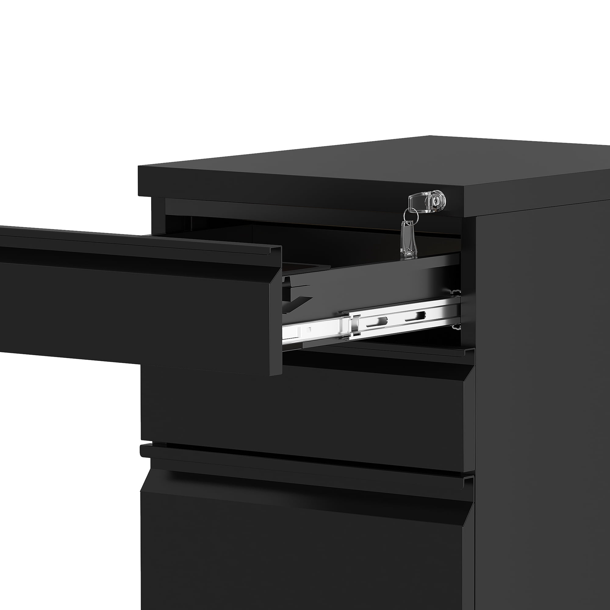 ModFusion 3-Drawer Metal File Cabinet Fits Letter, Legal, & A4, Black