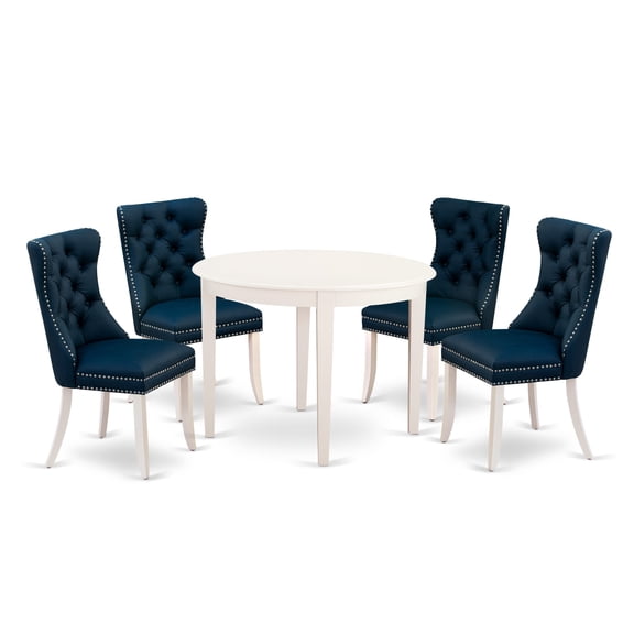 East West Furniture 5 Piece Dining Room Furniture Set Consists of a Round Kitchen Table