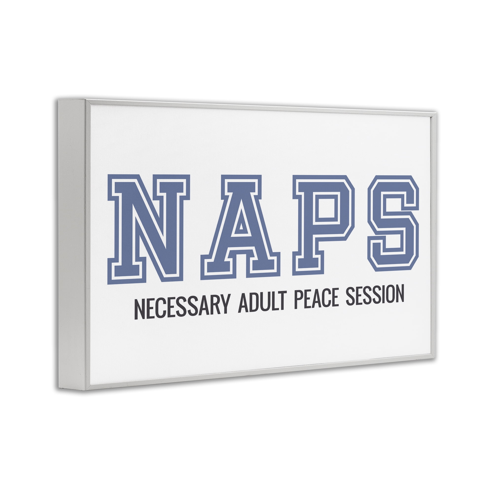 Stupell Industries Funny Naps Phrase Typography Painting White Framed Art Print Wall Art, 24 x 16