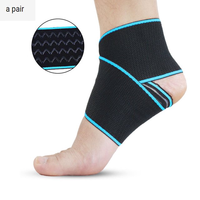 ZHAOCHENG Un par (azul, antideslizante) de soporte para el tobillo, material de nailon elástico transpirable ajustable, adecuado para la mayoría de los tamaños, uso para deportes