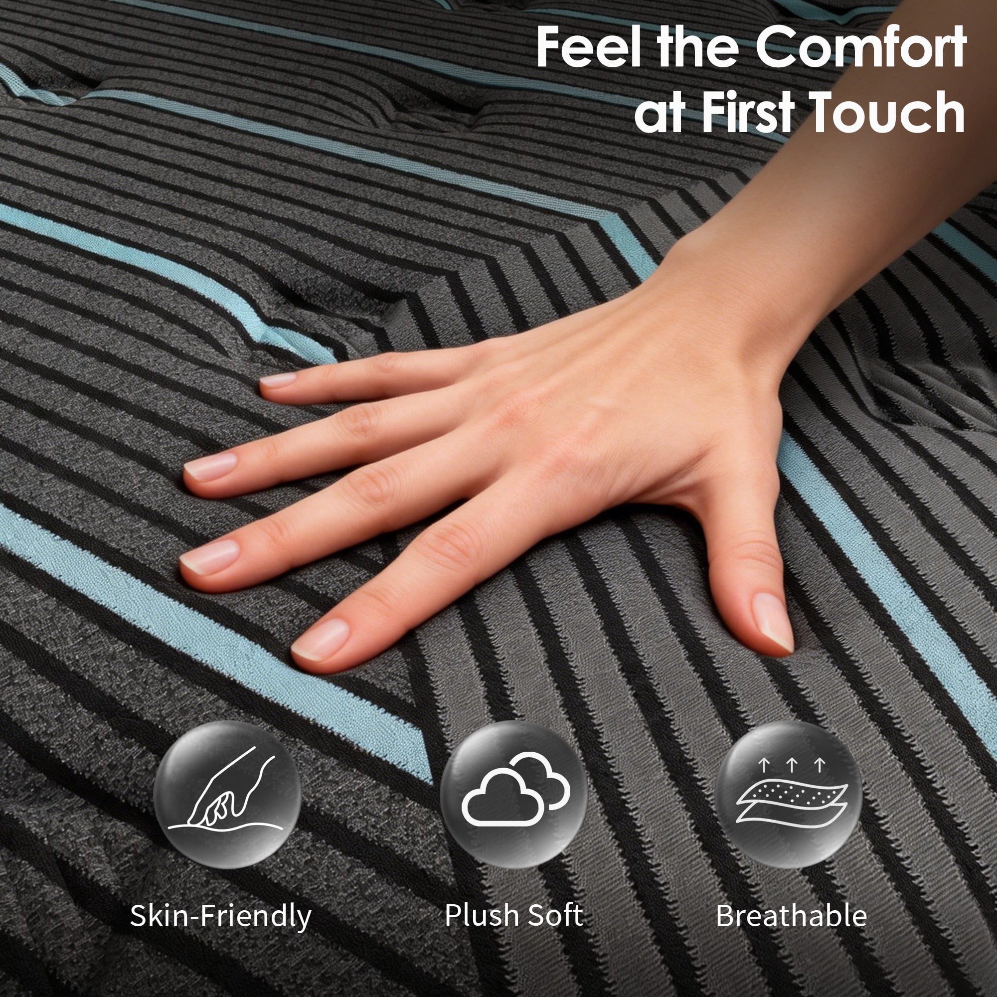 Leumius Queen Size Mattress 12" Hybrid Mattress in a Box,Individually Pocketed Innerspring, Medium Firm,Pressure Relief,Blue