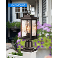 thumbnail image 3 of VIANIS Outdoor Post Lights Hardwired 120V, Oil Rubbed Bronze Dusk to Dawn Light Post for Outside with Pier Mount Base, Waterproof Aluminum ORB Exterior Lamp Post Light Fixture for Column Mount Light, 3 of 7