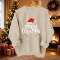 thumbnail image 2 of NSLGXD Womens Graphic Sweatshirt Crewneck Long Sleeve Pullover Merry Christmas Santa Hat Print Casual Holiday Top XS-2XL, 2 of 8