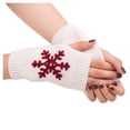 thumbnail image 1 of Gants Chauds de Noël pour Femmes, Demi-Doigts Tricotés Colorés Brodés de Neige, 1 of 3