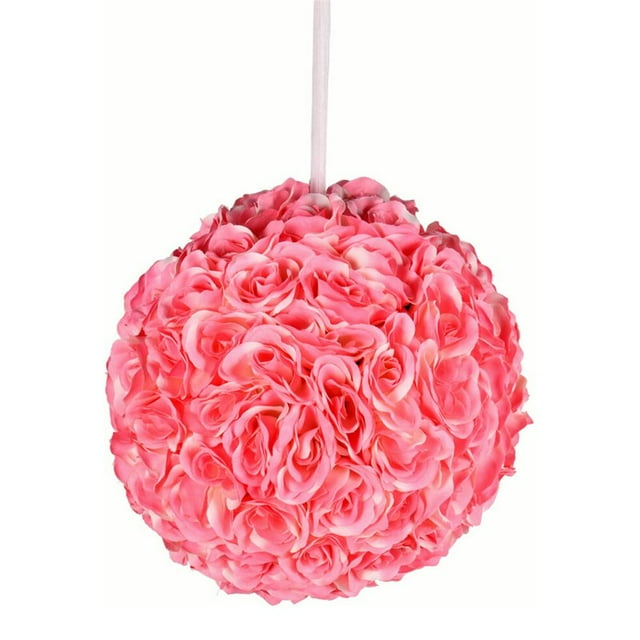 Vickerman 12" Contemporary Fabric Artificial Rose Ball in Pink