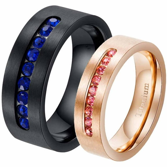 ringheart 2 Matching Rings His and Hers Ring Couple Rings Wedding Ring Sets for Him and Her Womens Ring Sets Men Wedding Band