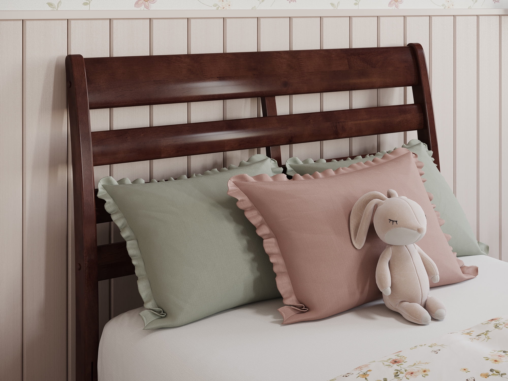 AFI Savannah Twin Solid Wood Headboard with Attachable Charger, Walnut