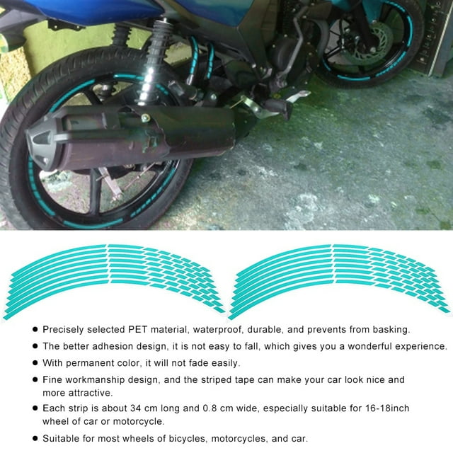 Reflective Wheel Stickers, Strips Edge Stickers, Waterproof 16-18inch Wear Motorcycle Decoration Accessory, For Motorbike Scooter