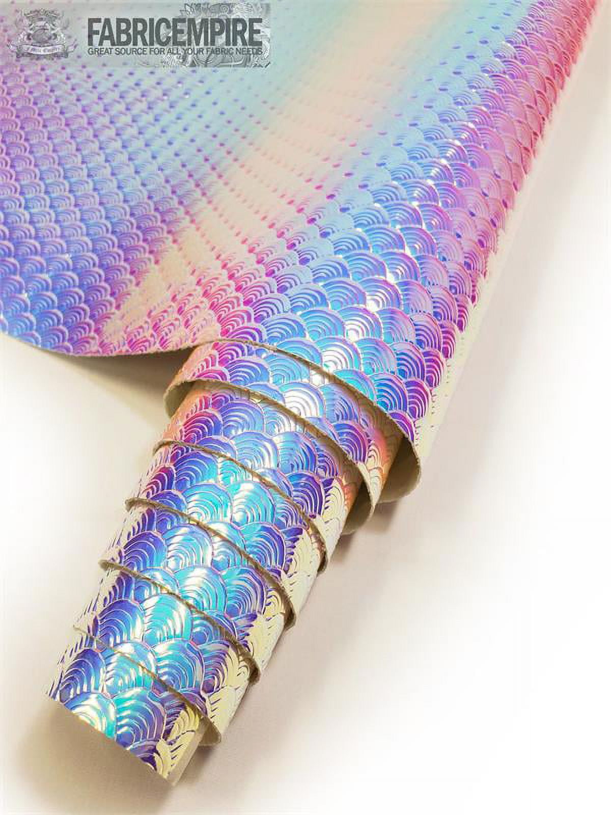 Holographic Mermaid Large Fish Scale Glossy Embossed Vinyl Light Blue / 54" Wide / Sold By The Yard