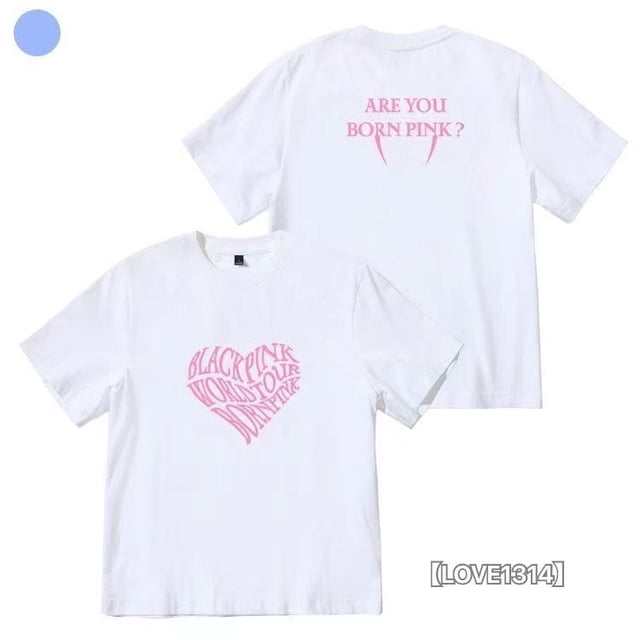 KPOP BLACKPINK 2023 Nacido Rosa Kim Jisoo LISA Rosé Jennie Cuello Redondo Algodón T Manga Corta Casual Top Hombres/Mujer Pareja Camisas Ropa Gao Jiahui unisex
