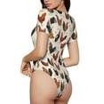 thumbnail image 4 of Uemuo Roosters and Chickens Pattern Women's One Piece Short Sleeve Swimsuit Rash Guard Surfing Modest Quick-drying Swimsuit Beach Essentials-X-Large, 4 of 9