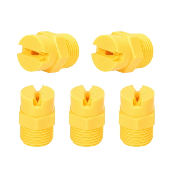 Flat Fan Spray Tip, 1/2 NPT Male Thread PP Nozzle, 5 Pcs (65 Degree, 3