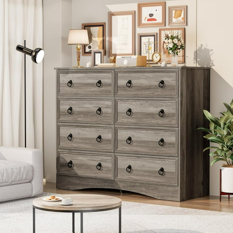 VVFLU Farmhouse 8 Drawers Dresser for Bedroom, Gray Dresser Chest of Drawers, Wood Storage Dressers with Deep Drawers, Wide Modern Dressers & TV Stand for Living Room, Closet, Hallway - Walmart.com VVFLU Farmhouse 8 Drawers Dresser for Bedroom, Gray Dresser Chest of Drawers, Wood Storage Dressers with Deep Drawers, Wide Modern Dressers & TV Stand for Living Room, Closet, Hallway - Walmart.com