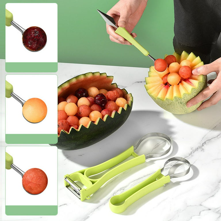 3PCS Stainless Steel Melon Baller Scoop Set, 3-in-1 Fruit Carving Tools,  2023 NEW Watermelon Cutter, Seed Remover, Pulp Separator, Fruit Slicer -  Yahoo Shopping