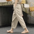 thumbnail image 2 of Womens Summer Trendy Nine-Point Pants Loose Comfortable Elastic Waist Wide Leg Pants Retro Literary Versatile Casual Pant, 2 of 3