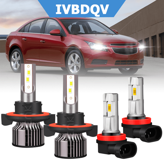 For Chevy Cruze 2011-2015 LED Headlights Combo H13 High/Low Beam H11 Fog Light Kit 4Pcs Bright White