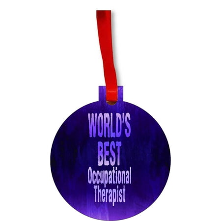 World's Best Occupational Therapist Appreciation Gift Round Shaped Flat Hardboard Christmas Ornament Tree Decoration - Unique Modern Novelty Tree Décor