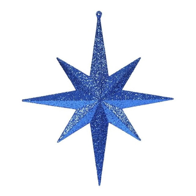 Blue Glitter Bethlehem Star Ornament - 12 in. - 2 Per Bag